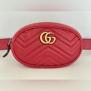 Gucci Matelassé Marmont Belt Bag 75/30 in Red